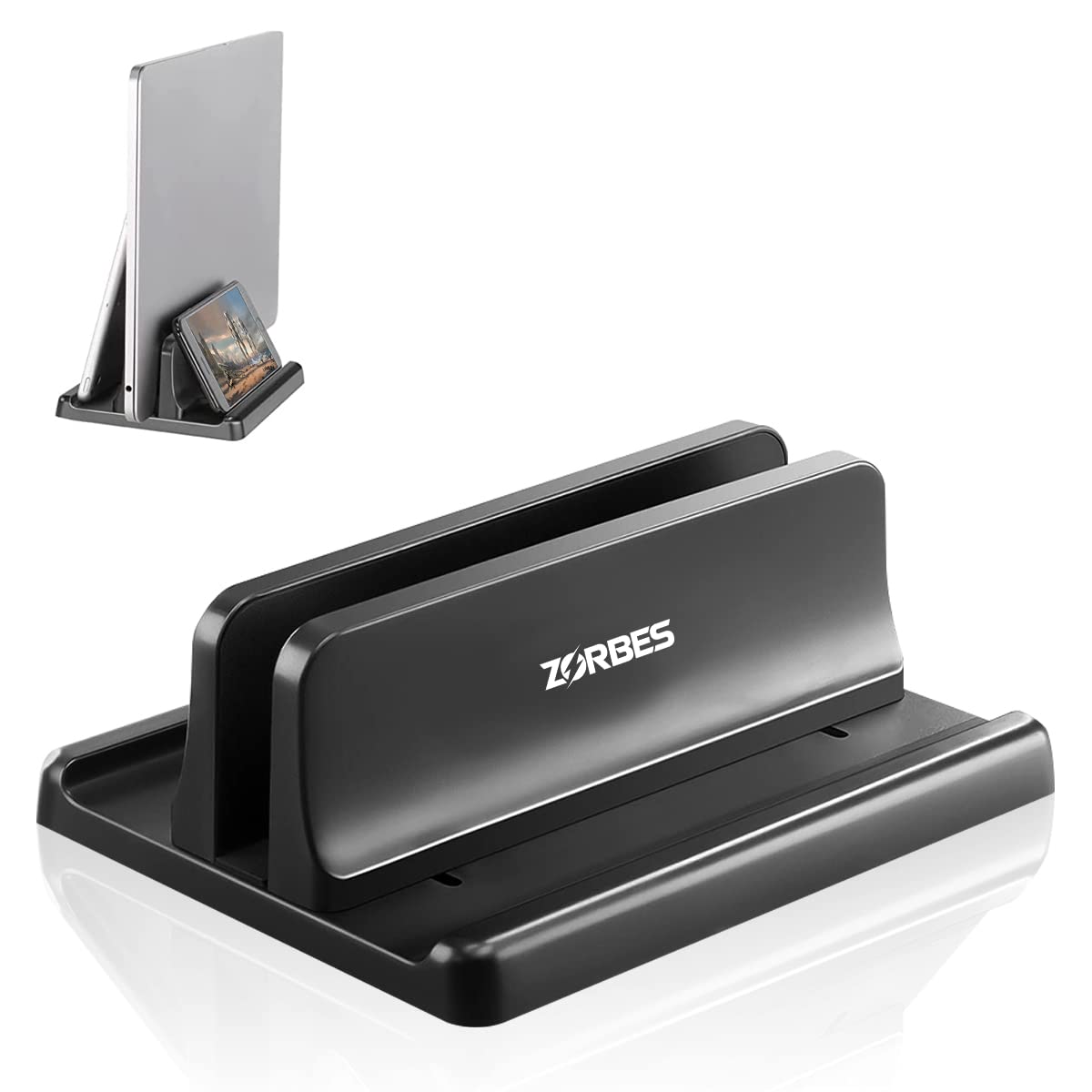 ZORBES Laptop Holder for Desk with Silicone to Protect Notebook Sizes Adjustable Vertical Laptop Stand Holder Slots Laptop Dock for iPad MacBook Stand 13 Inch Phone Stand Organizer Rack ZORBES Laptop Holder for Desk with Silicone to Protect Notebook Sizes Adjustable Vertical Laptop Stand Holder Slots Laptop Dock for iPad MacBook Stand 13 Inch Phone Stand Organizer Rack